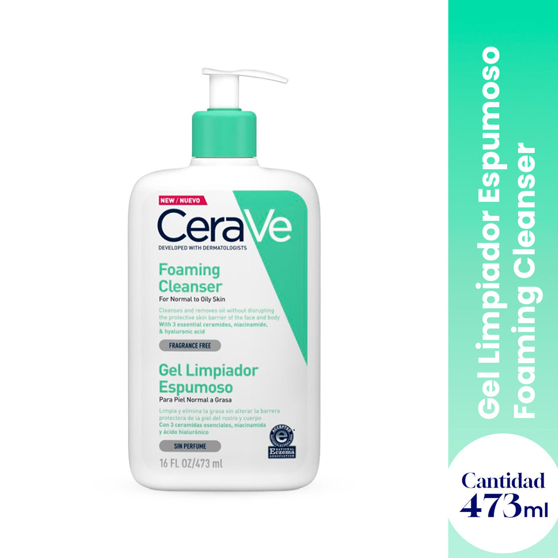 CeraVe Gel Limpiador Espumoso Foaming Cleanser 473ml