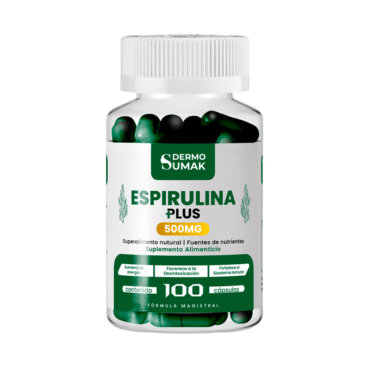 Espirulina Plus+ 500mg Dermo Sumak + REGALO PASTILLERO