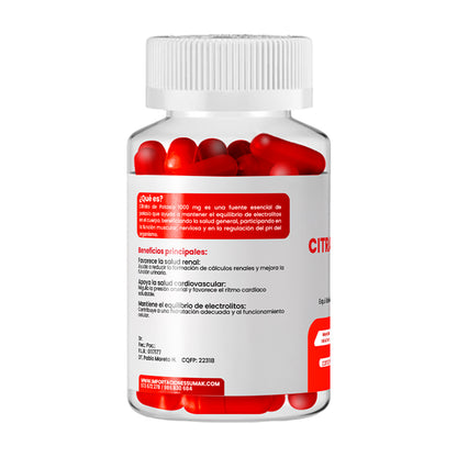 DERMO SUMAK – SUPLEMENTO DE MINERAL Y ELECTROLITOS – CITRATO DE POTASIO – 100 CÁPSULAS +  REGALO PASTILLERO