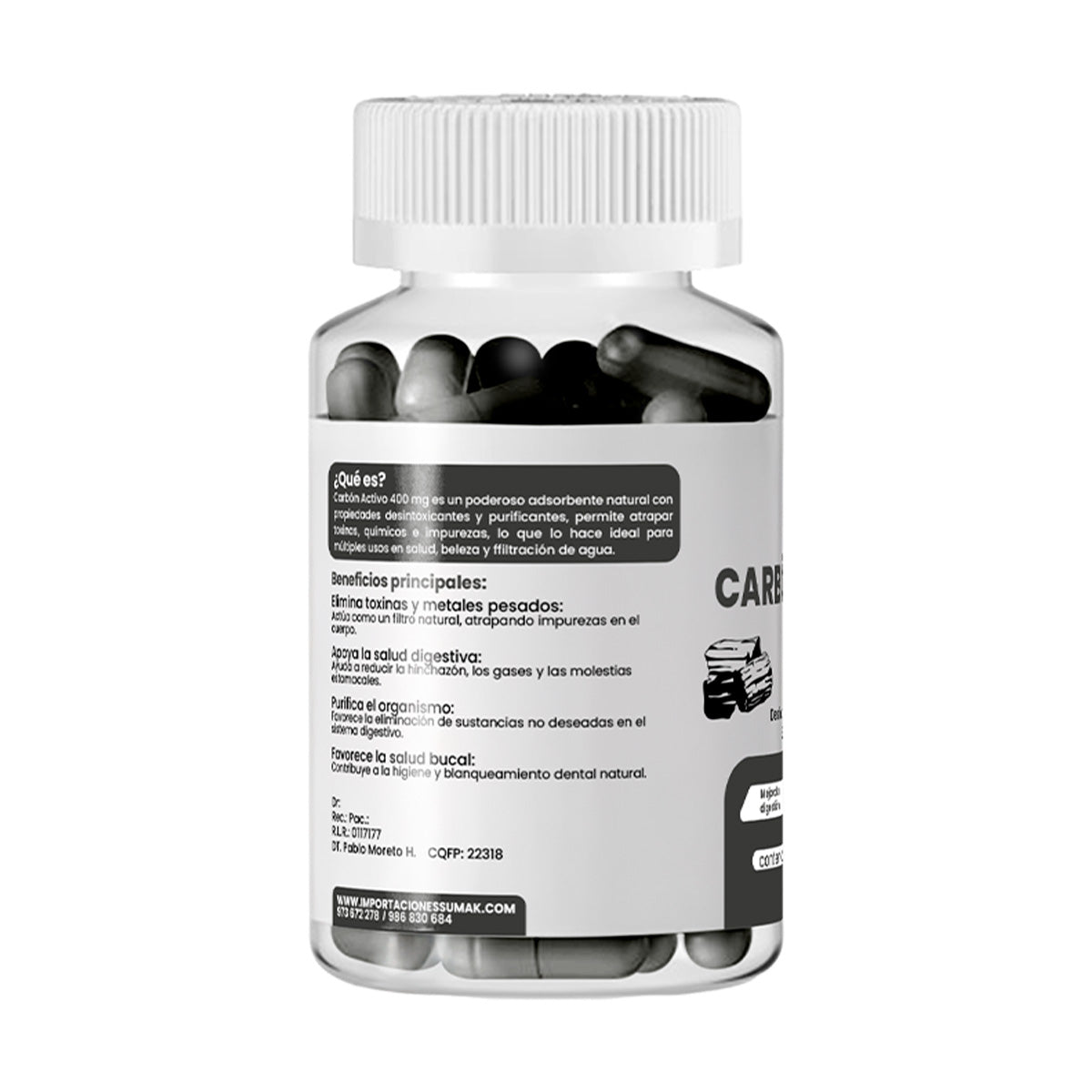 Carbon Activado Plus+ 400mg Dermo Sumak + REGALO PASTILLERO