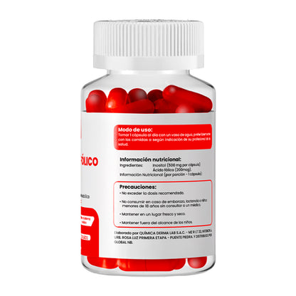 DERMO SUMAK – SUPLEMENTO PARA EQUILIBRIO HORMONAL Y REPRODUCTIVO – INOSITOL + ÁCIDO FÓLICO – 100 CÁPSULAS +  REGALO PASTILLERO