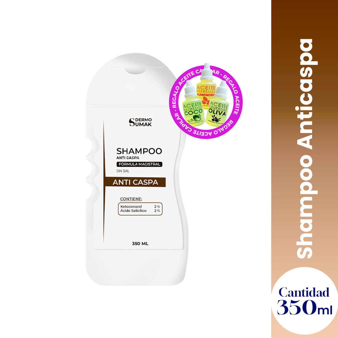 SHAMPOO SIN SAL ANTICASPA 350ML + REGALO ACEITE CAPILAR