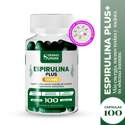 Espirulina Plus+ 500mg Dermo Sumak + REGALO PASTILLERO