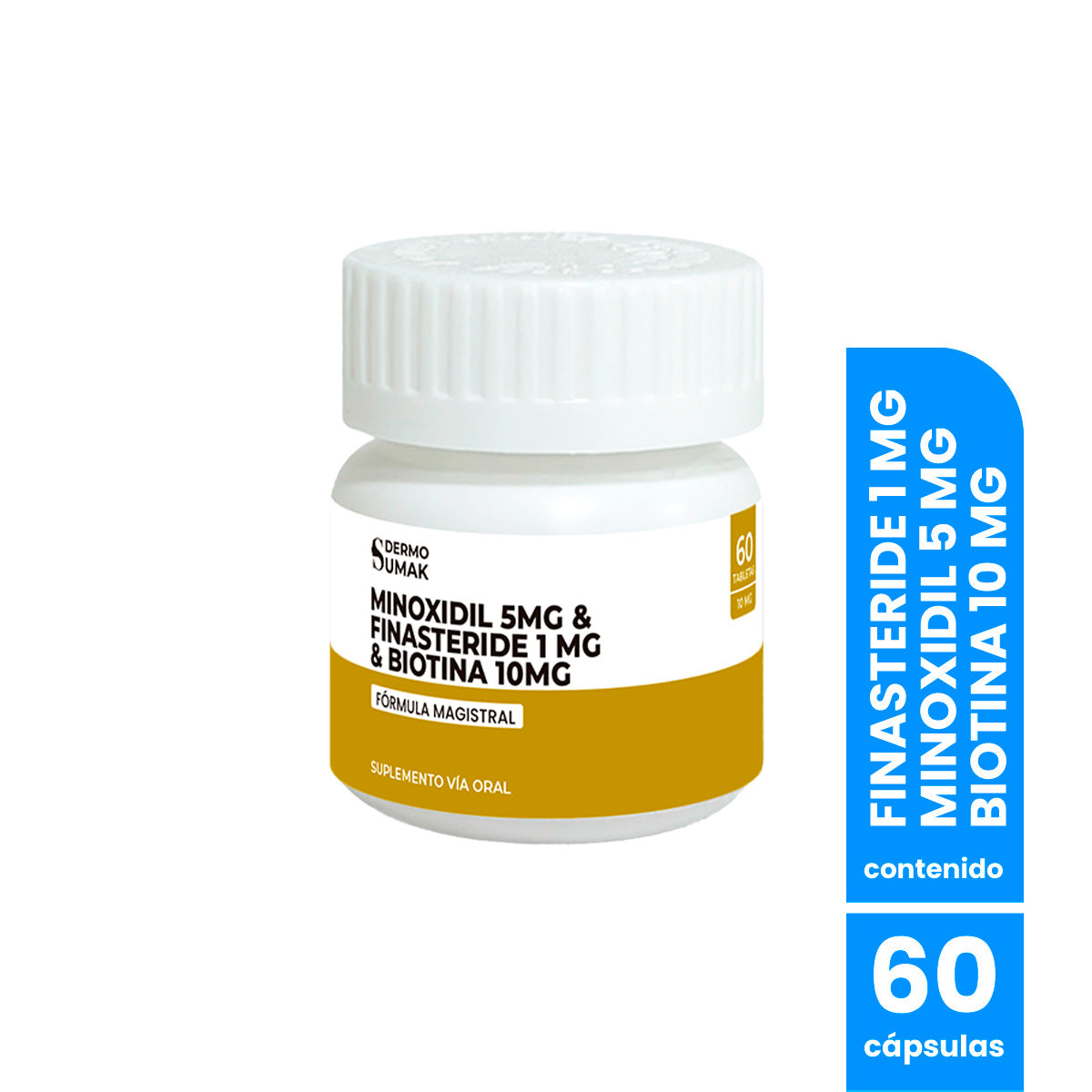 Finasteride 1 mg &amp; Minoxidil 5 mg &amp; Biotina 10 mg x 60 Cápsulas- Dermo Sumak