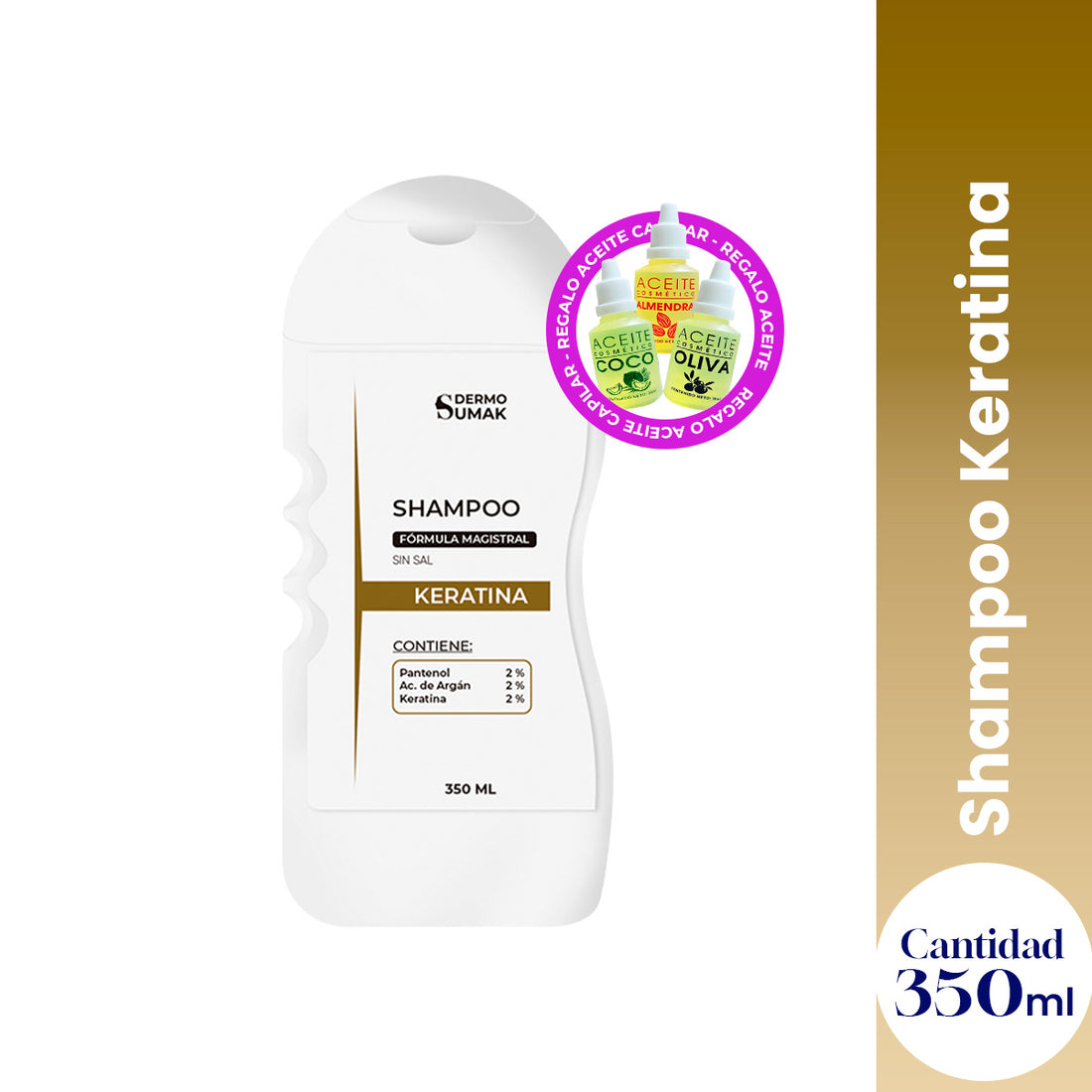 Shampoo sin sal Keratina 350ml - Dermo Sumak + REGALO ACEITE CAPILAR