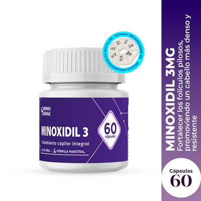 Minoxidil 3mg 60 Cápsulas - Dermo Sumak - Regalo Pastillero