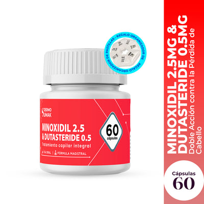 Minoxidil 2.5 mg & Dutasteride 0,5 mg x 60 caps - Dermo Sumak + REGALO PASTILLERO