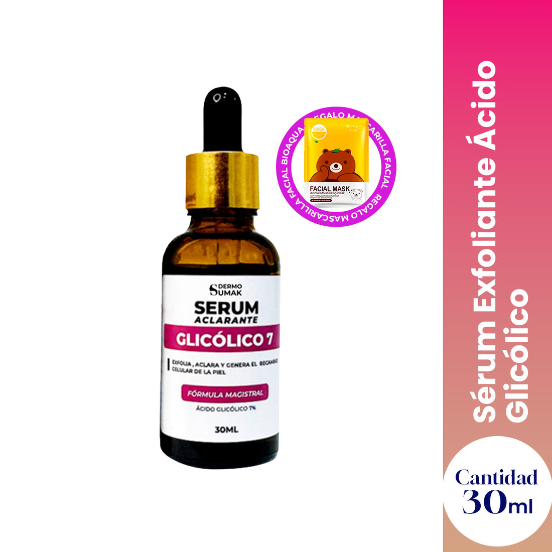 Sérum exfoliante Ácido Glicólico 30 ml - Dermo Sumak + REGALO MASCARILLA