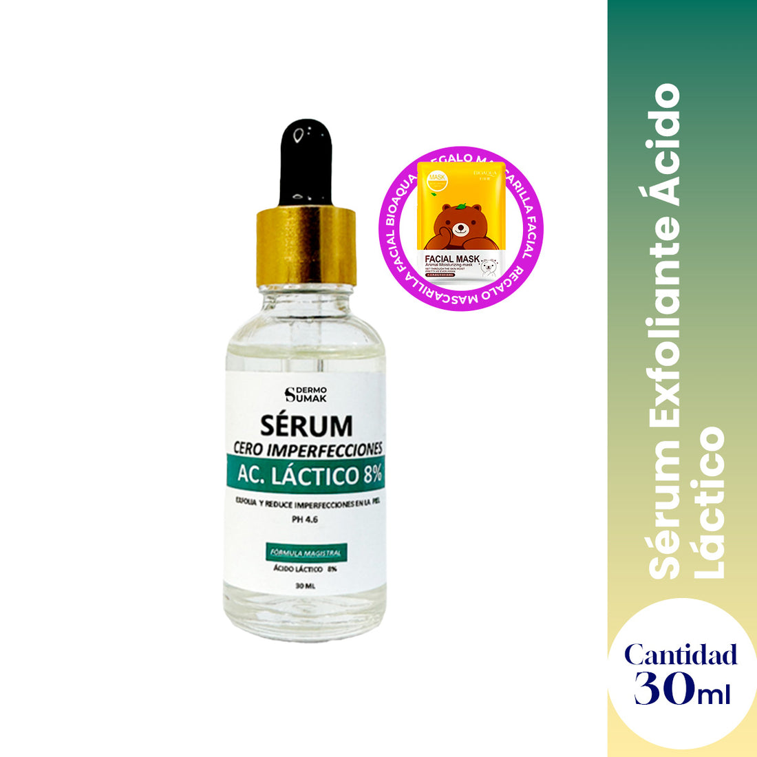 Sérum exfoliante Ácido Láctico 30 ml - Dermo Sumak + REGALO MASCARILLA