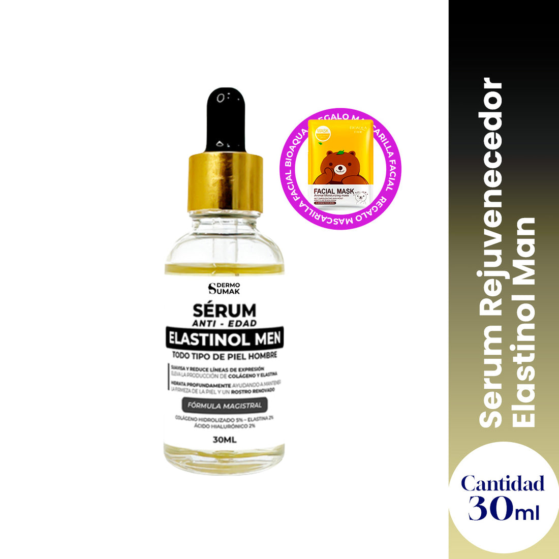 Serum Rejuvenecedor Elastinol Man 30 ml - Dermo Sumak + REGALO MASCARILLA