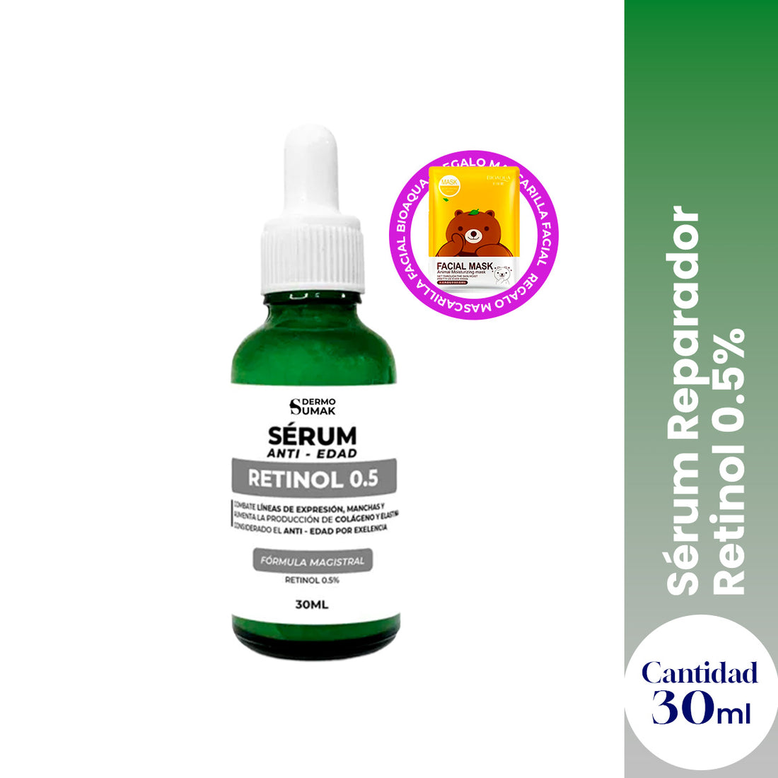 Sérum Reparador Retinol 0.5% 30 ml - Dermo Sumak + REGALO MASCARILLA FACIAL