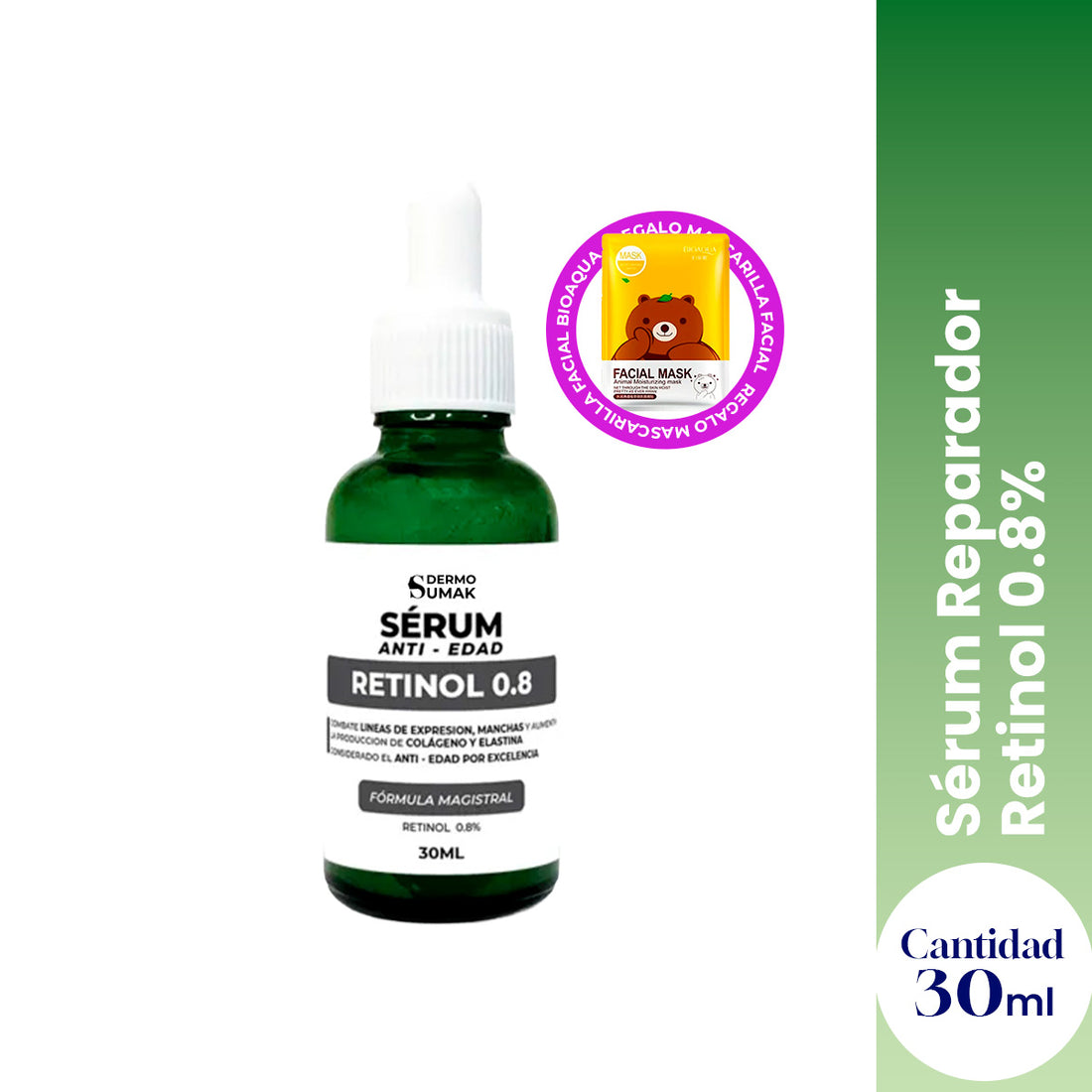 Sérum Reparador Retinol 0.8% 30 ml - Dermo Sumak + REGALO MASCARILLA