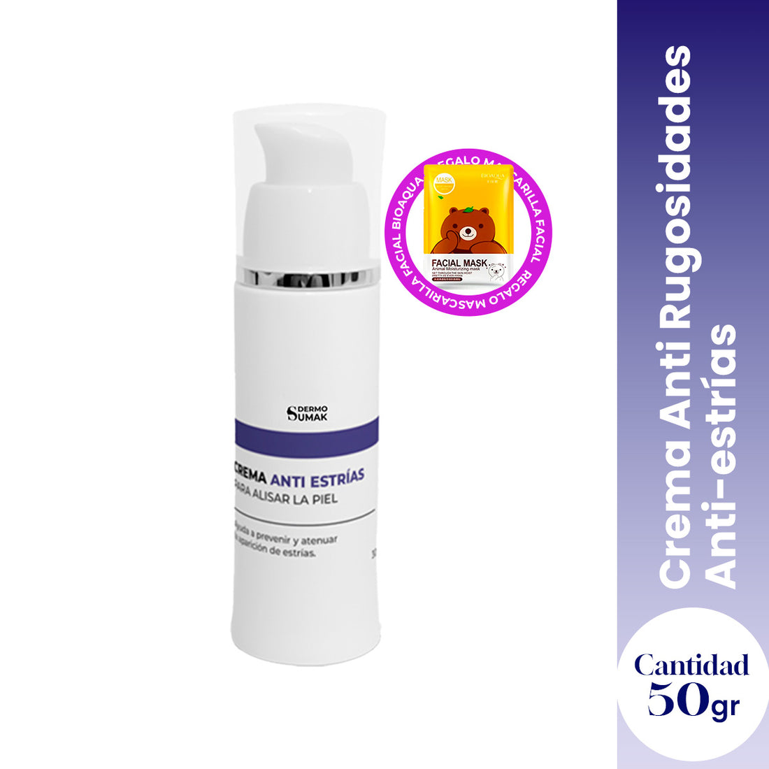 Crema Anti rugosidades anti-estrías 50gr - Dermo Sumak +  REGALO MASCARILLA