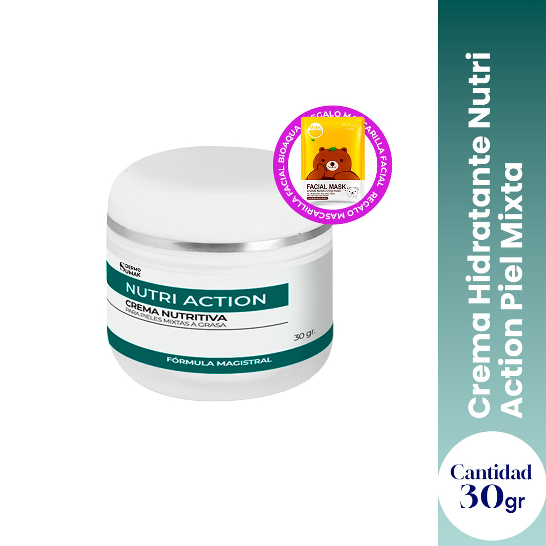 Crema Hidratante nutri action piel mixta 30gr - Dermo Sumak + REGALO MASCARILLA