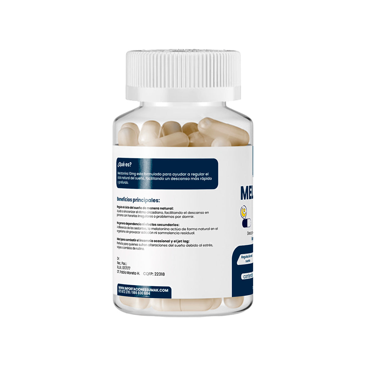 DERMOSUMAK – SUPLEMENTO PARA MEJORAR EL SUEÑO – MELATONINA 10MG – 100 CÁPSULAS +  REGALO PASTILLERO