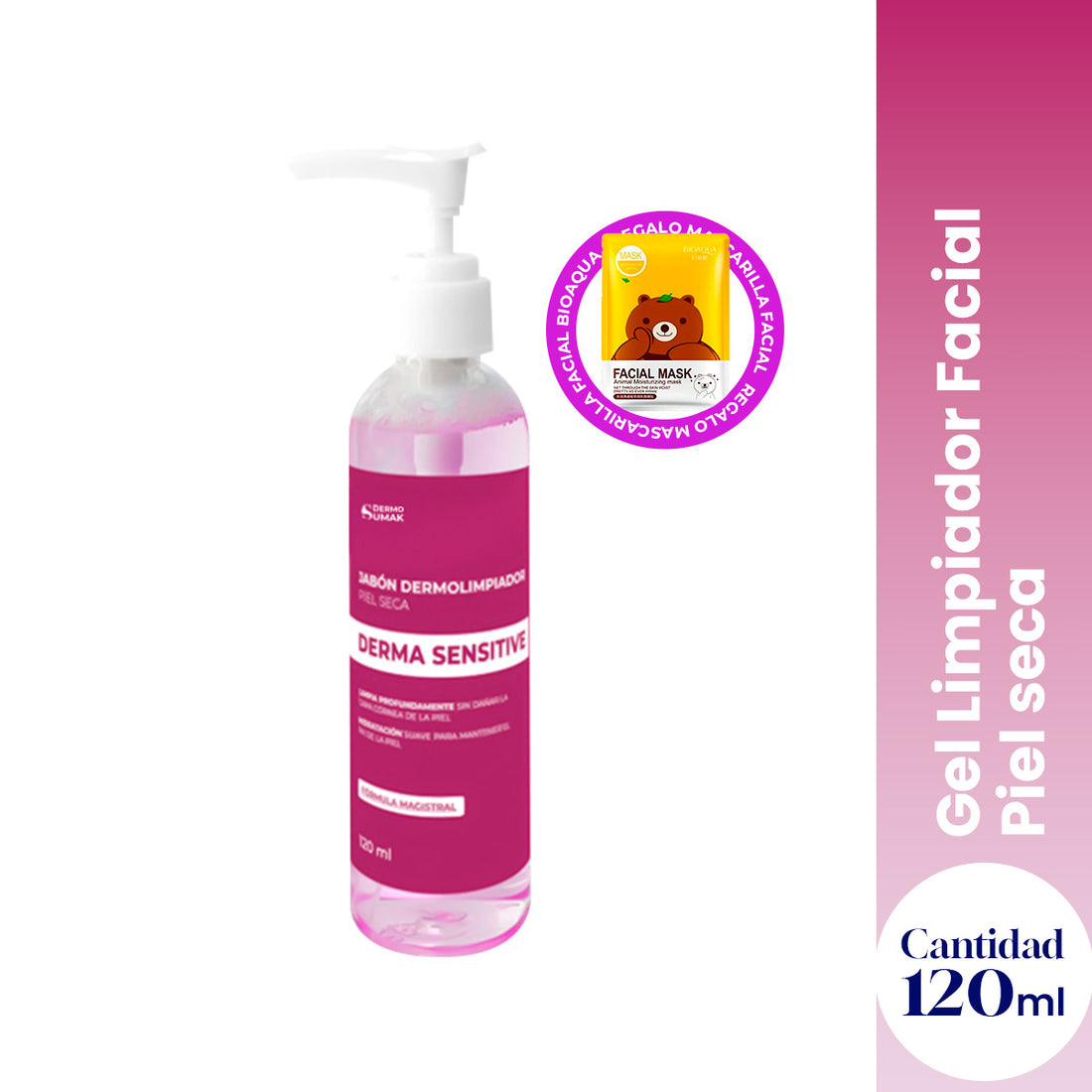 Gel Limpiador Facial Piel seca 120ml - Dermo Sumak + REGALO MASCARILLA