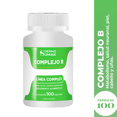 DERMO SUMAK – SUPLEMENTO PARA ENERGÍA Y FUNCIONES VITALES – COMPLEJO B ENERGÍA NATURAL – 100 CÁPSULAS