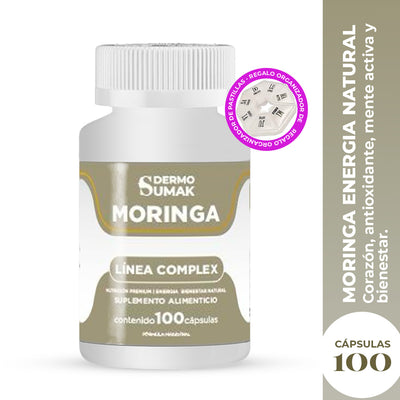 DERMO SUMAK – SUPLEMENTO ENERGIZANTE NATURAL – MORINGA ENERGÍA NATURAL 100 CÁPSULAS + REGALO PASTILLERO