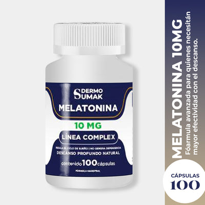 DERMO SUMAK – SUPLEMENTO PARA REGULAR EL SUEÑO Y RITMO CIRCADIANO – MELATONINA 10 MG – 100 CÁPSULAS + REGALO PASTILLERO