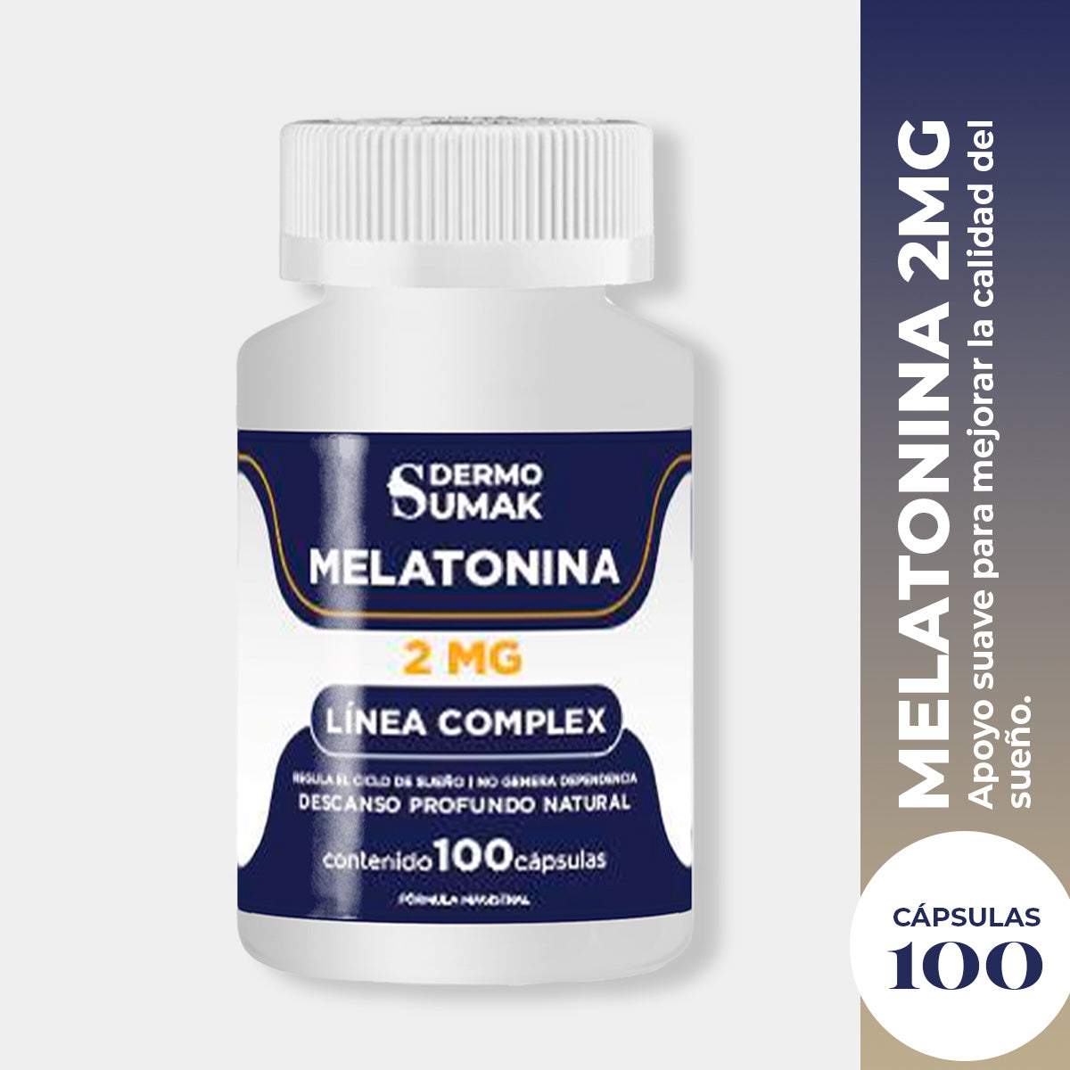 DERMO SUMAK – SUPLEMENTO PARA DESCANSO LIGERO Y NATURAL – MELATONINA 2 MG – 100 CÁPSULAS + REGALO PASTILLERO