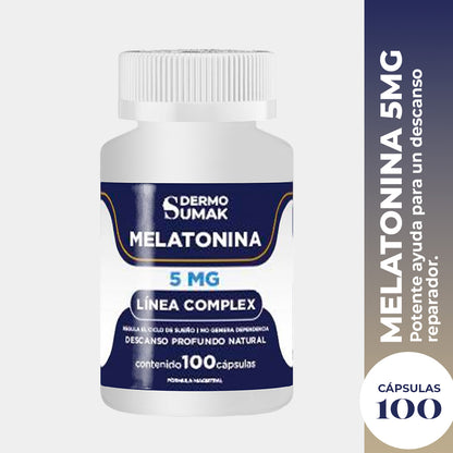 DERMO SUMAK – SUPLEMENTO PARA UN DESCANSO NATURAL Y REPARADOR – MELATONINA 5 MG – 100 CÁPSULAS +  REGALO PASTILLERO