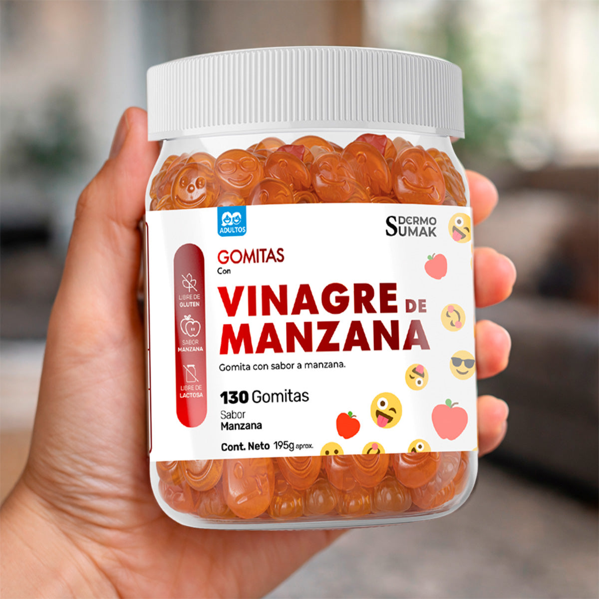 GOMITAS VINAGRE DE MANZANA - ADULTO 130 GOMITAS - DERMO SUMAK