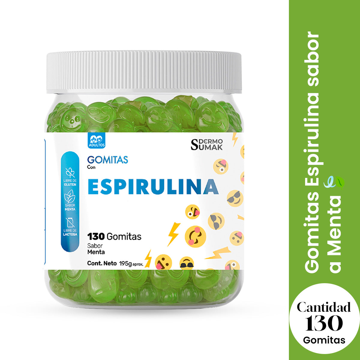 GOMITAS ESPIRULINA - ADULTO 130 GOMITAS - DERMO SUMAK