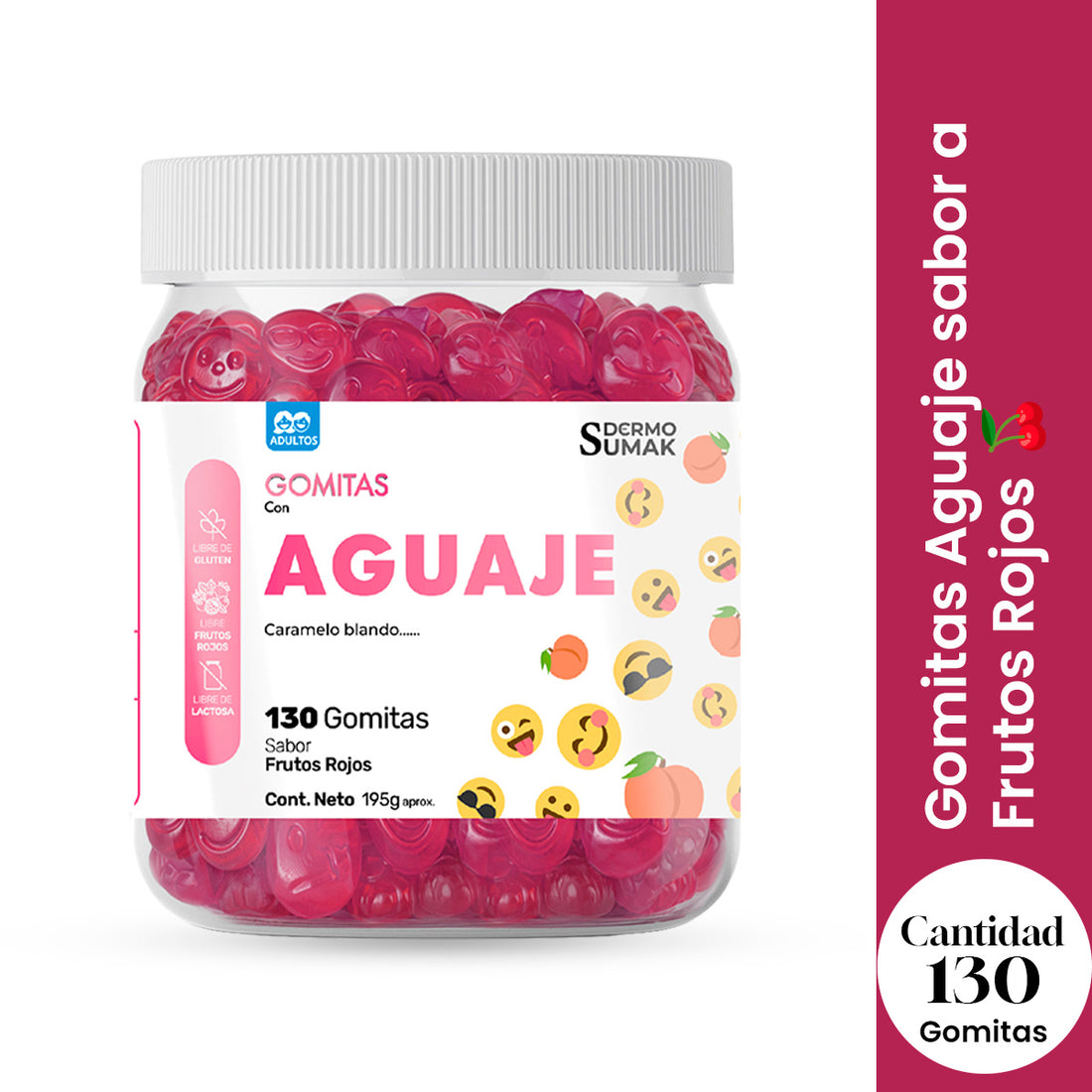 GOMITAS AGUAJE - ADULTO 130 GOMITAS - DERMO SUMAK