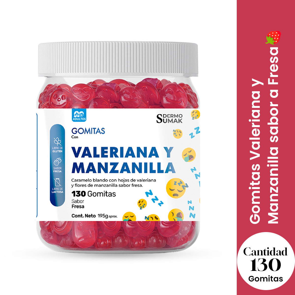 GOMITAS VALERIANA Y MANZANILLA - ADULTO 130 GOMITAS - DERMO SUMAK