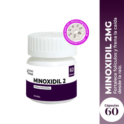 DERMOSUMAK – SUPLEMENTO PARA CRECIMIENTO CAPILAR – MINOXIDIL 2 MG 60 CÁPSULAS + REGALO PASTILLERO