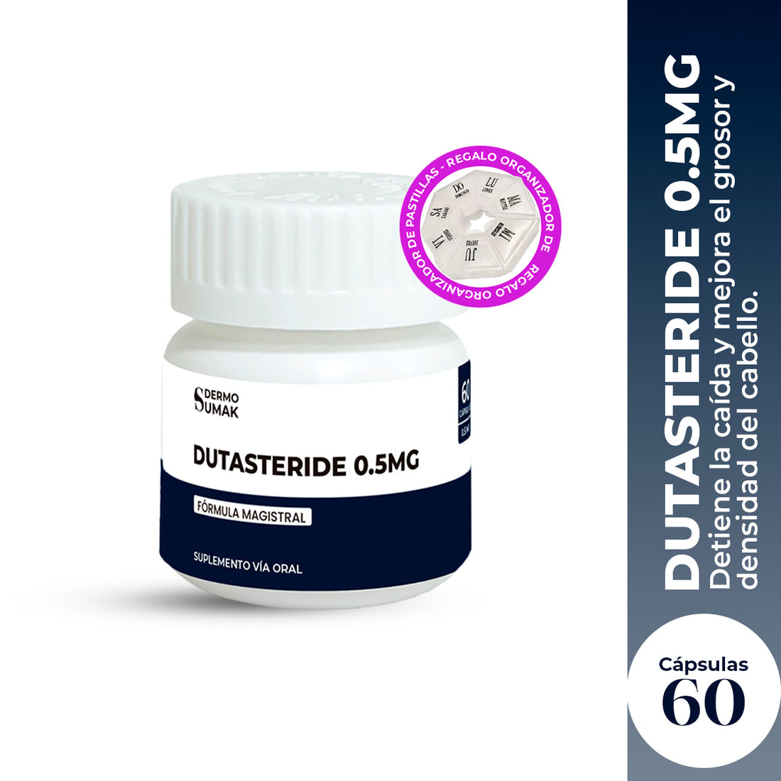 Dutasteride 0.5 mg x 60 Cápsulas- Dermo Sumak + REGALO PASTILLERO