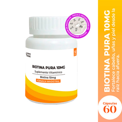DERMO SUMAK – BIOTINA PURA 10MG 90 CÁPSULAS + REGALO PASTILLERO