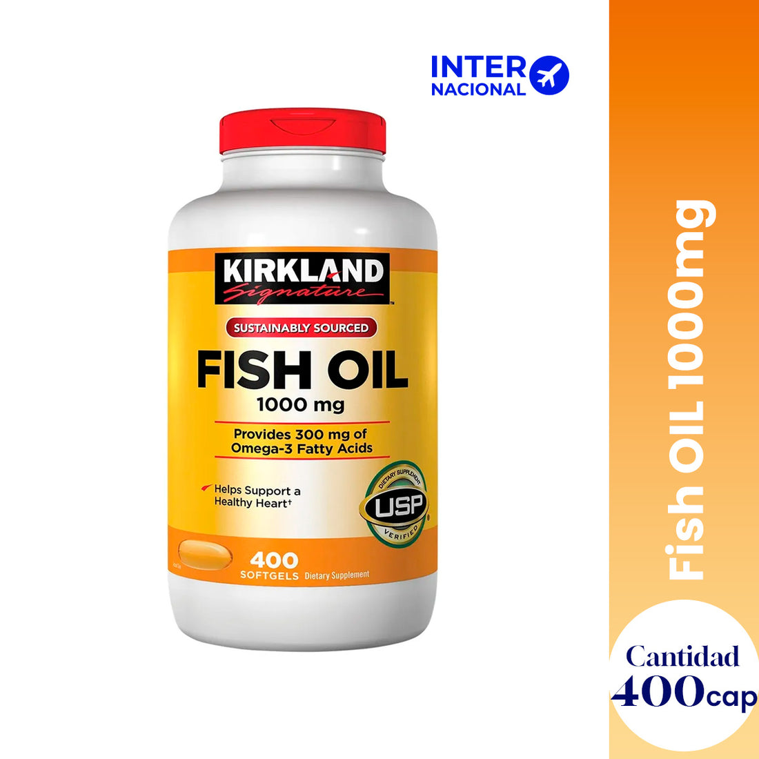 Kirkland - SUPLEMENTO OMEGA 3 PARA SALUD CARDIOVASCULAR - Fish OIL 1000MG - 400 Cásulas