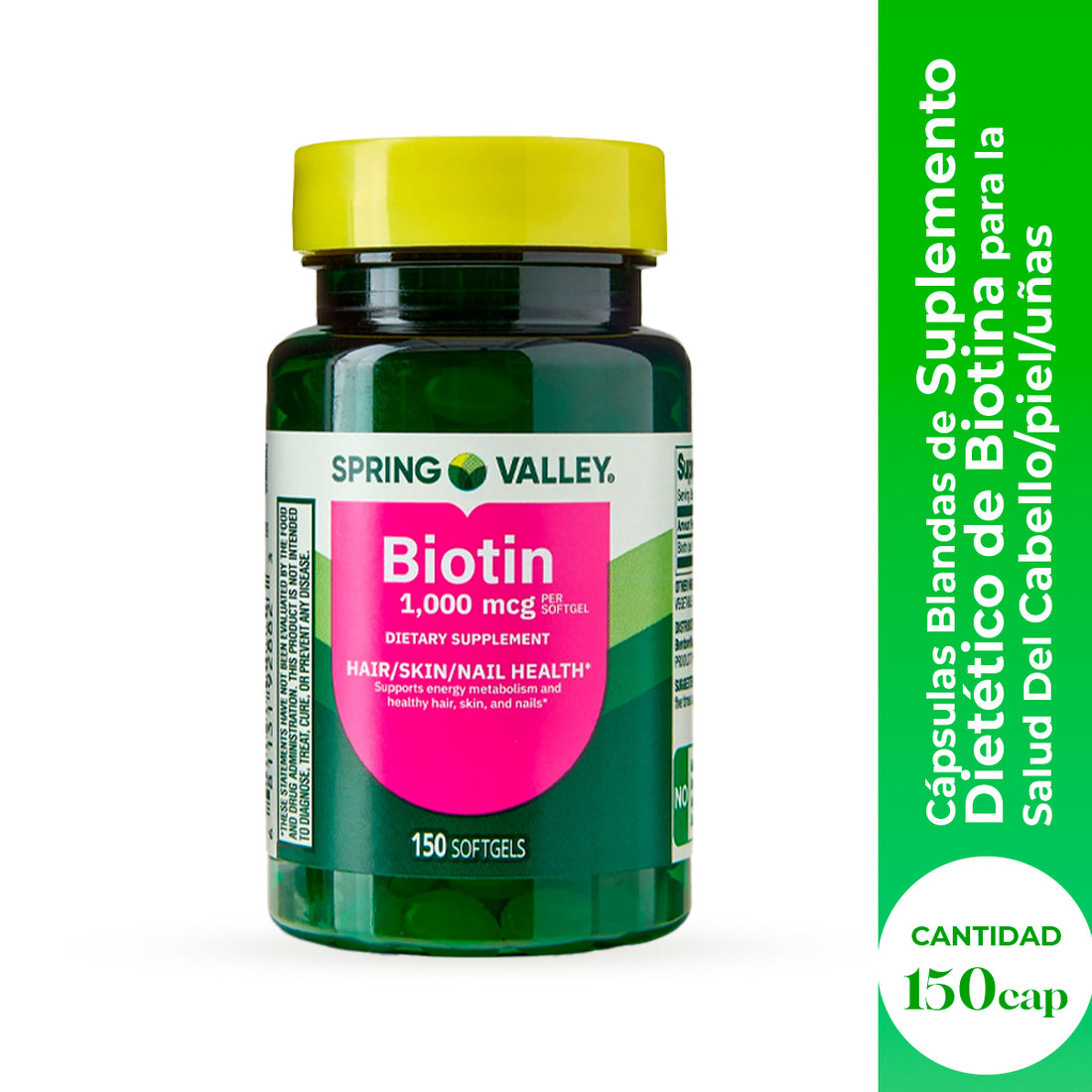 Spring Valley Suplemento de Biotina – 1,000 mcg 150 cápsulas