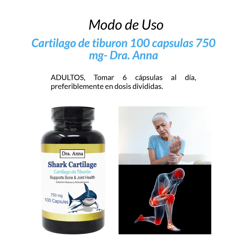 Cartilago de Tiburon 100 Capsulas 750 mg- Dra. Anna