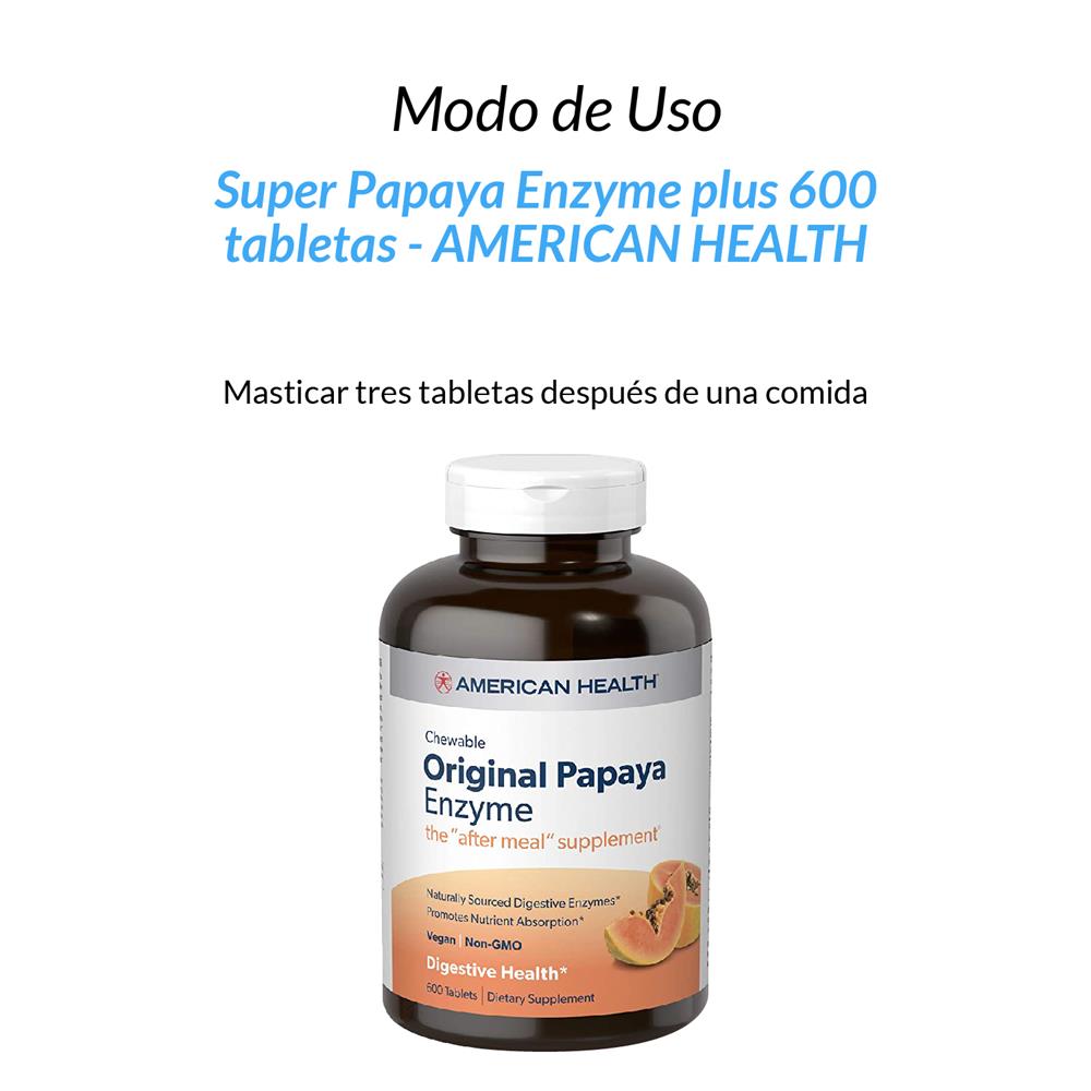 Super papaya enzyme Plus 600 tabletas - American Health