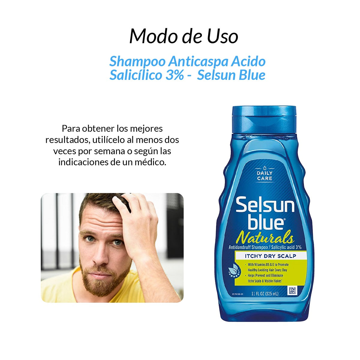 Shampoo Anticaspa Acido Salicílico 3% - Selsun Blue Naturals