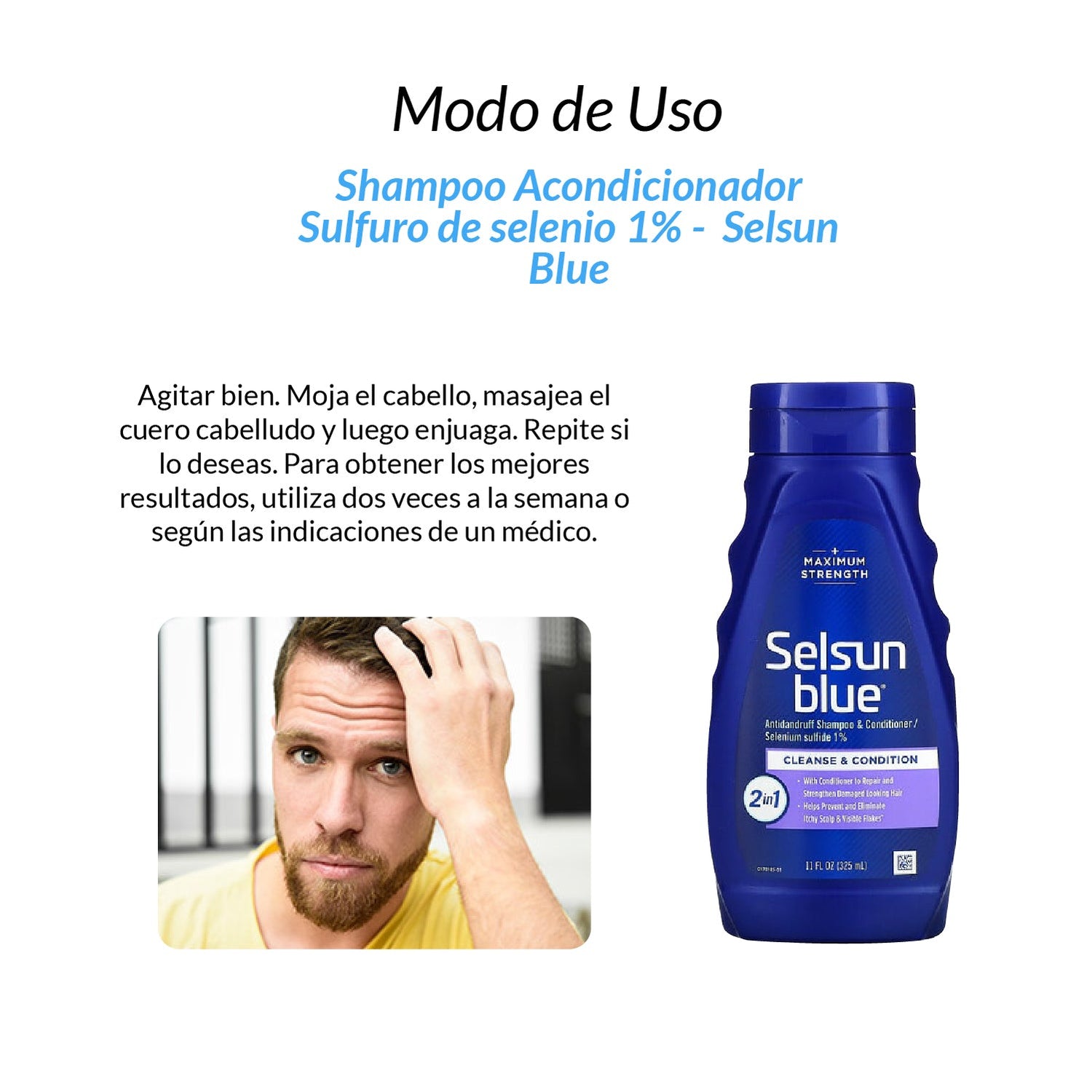 Shampoo Acondicionador Sulfuro de selenio 1% Selsun Blue