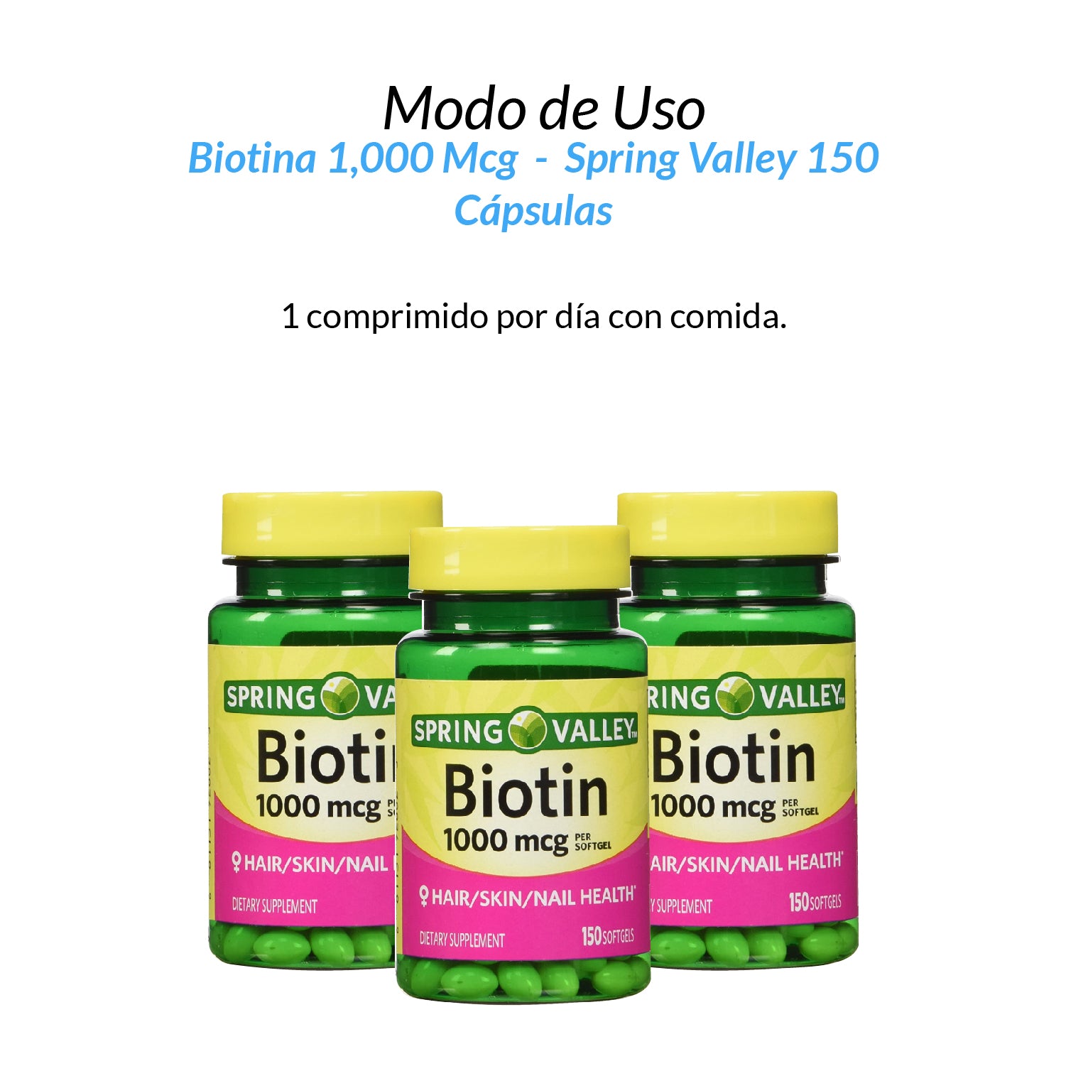 Biotin 1000 mcg 150 capsulas - Spring Valley