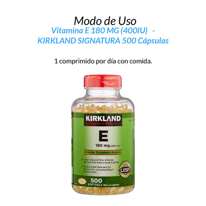 Vitamina E 180 MG 400IU - 500 caps blandas - kirkland