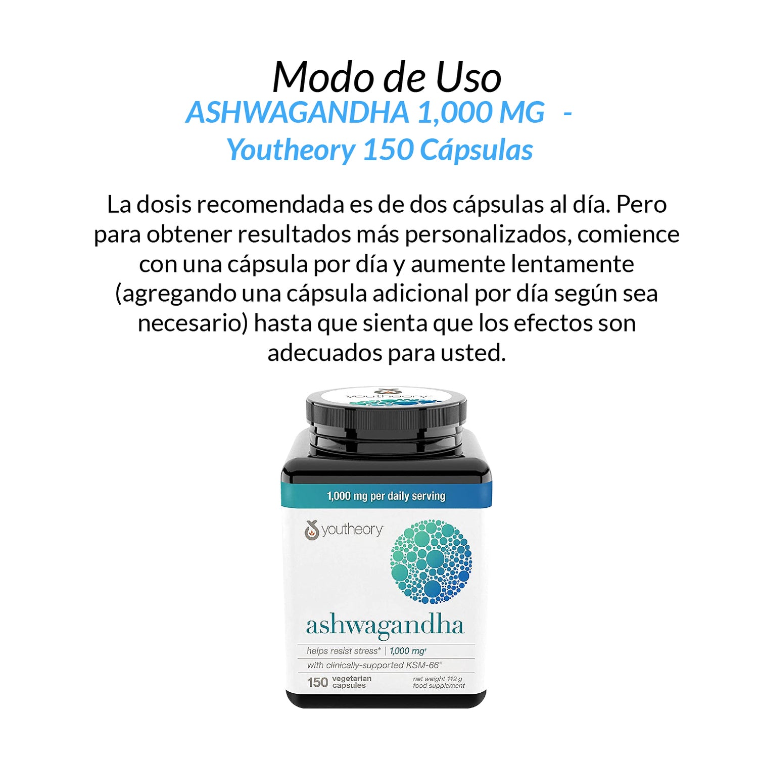 Ashwagandha 1000 MG. 150 cápsulas - Youtheory – Importacionessumak