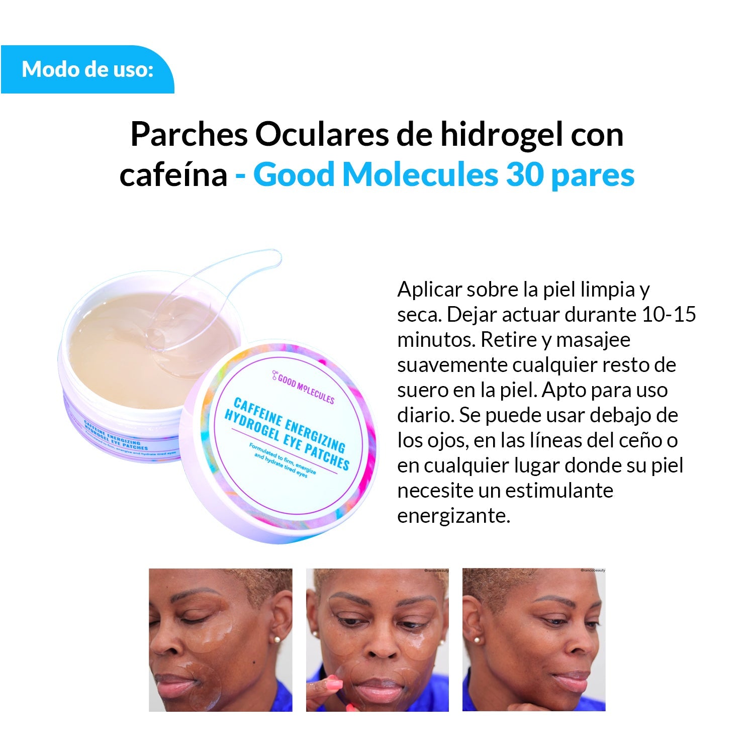 Parches Oculares de hidrogel con cafeína - Good Molecules