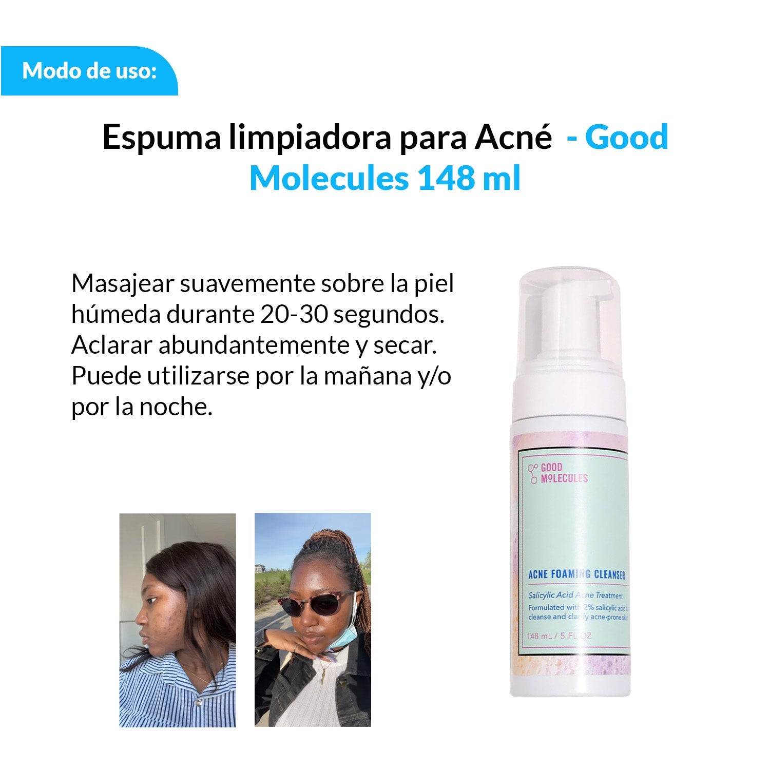 Espuma limpiadora para Acné - Good Molecules 148ml