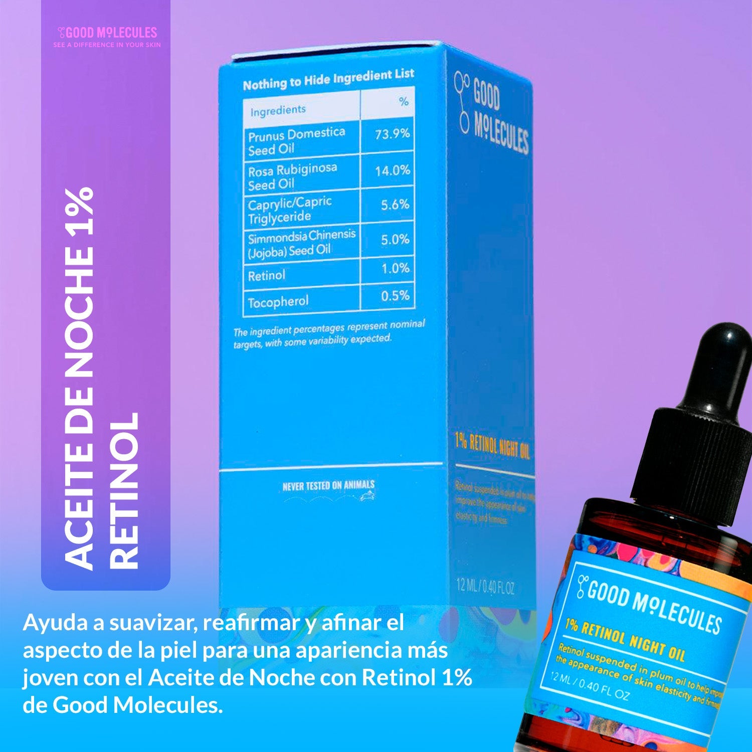 Aceite de Noche 1% RETINOL - Good Molecules 12ml