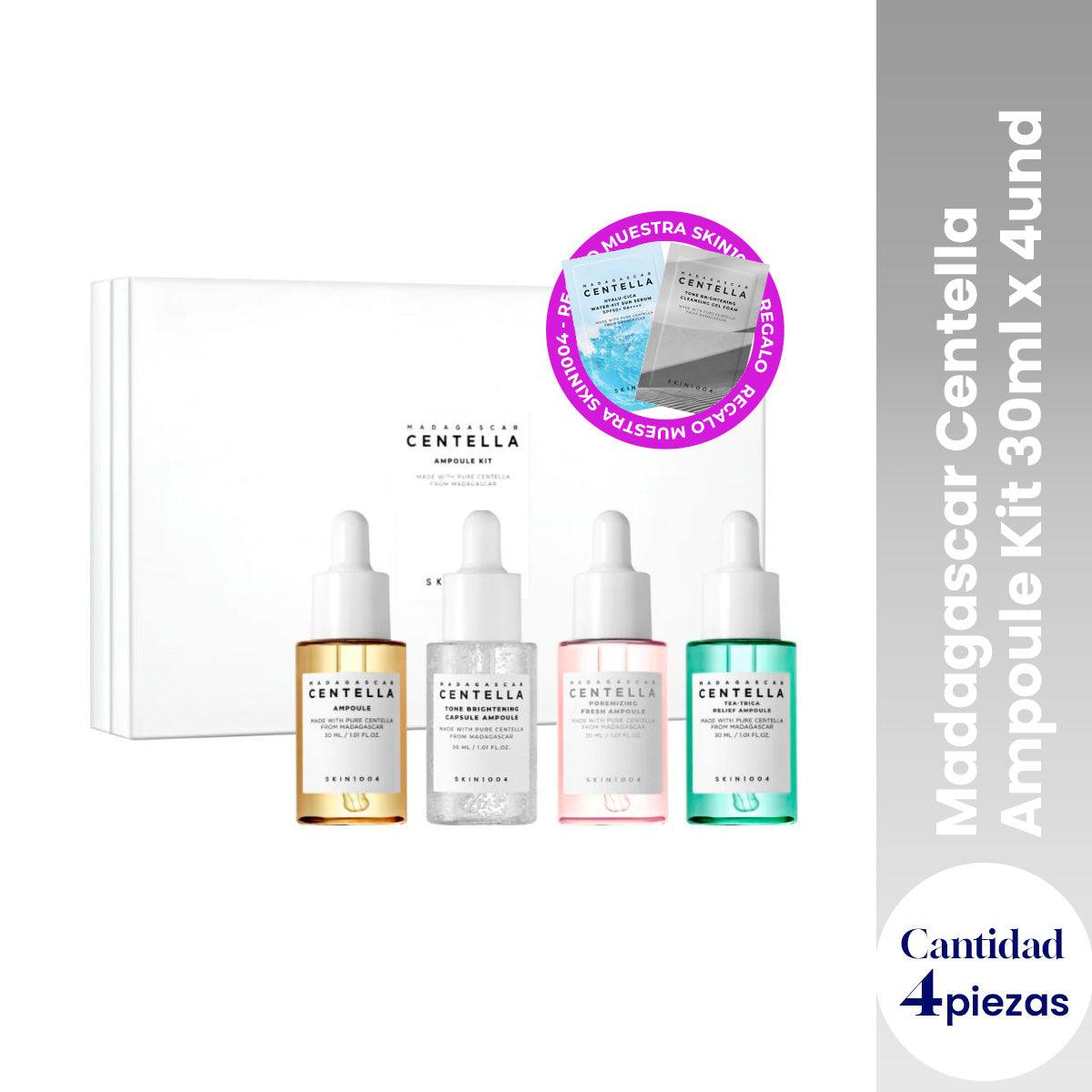 Kit de Ampollas de Centella Madagascar Skin 1004 + REGALO MINI SACHETS