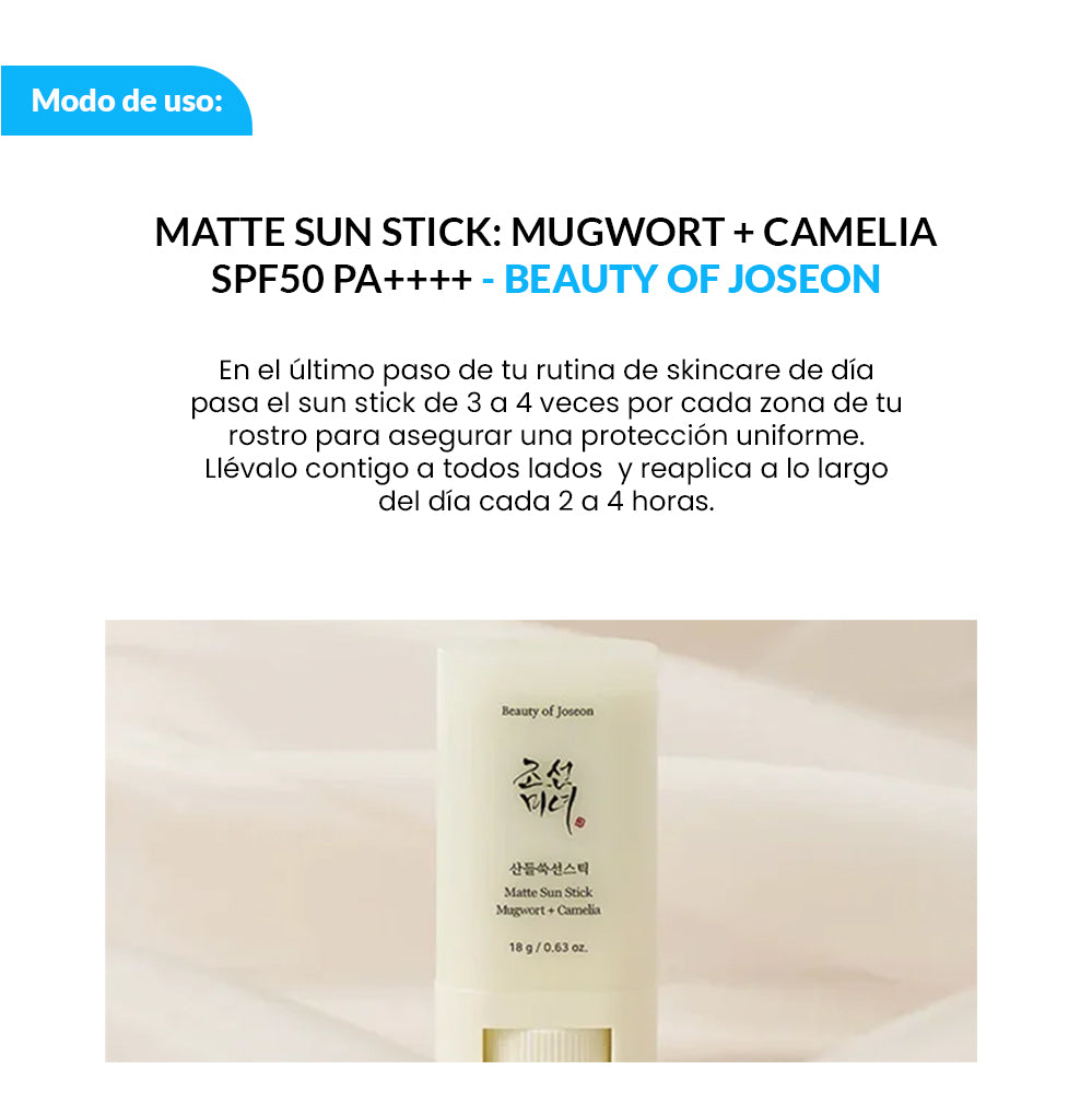 Relief Sun Rice + Probiotics - Matte Sun Stick Mugwort + Camelia SPF 50+ 18g - Beauty of Joseon