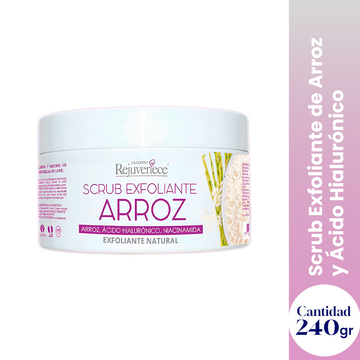 ¡liquidación! SCRUB EXFOLIANTE CON ARROZ + HIALURÓNICO Y NIACINAMIDA X 240G - LA COOPER