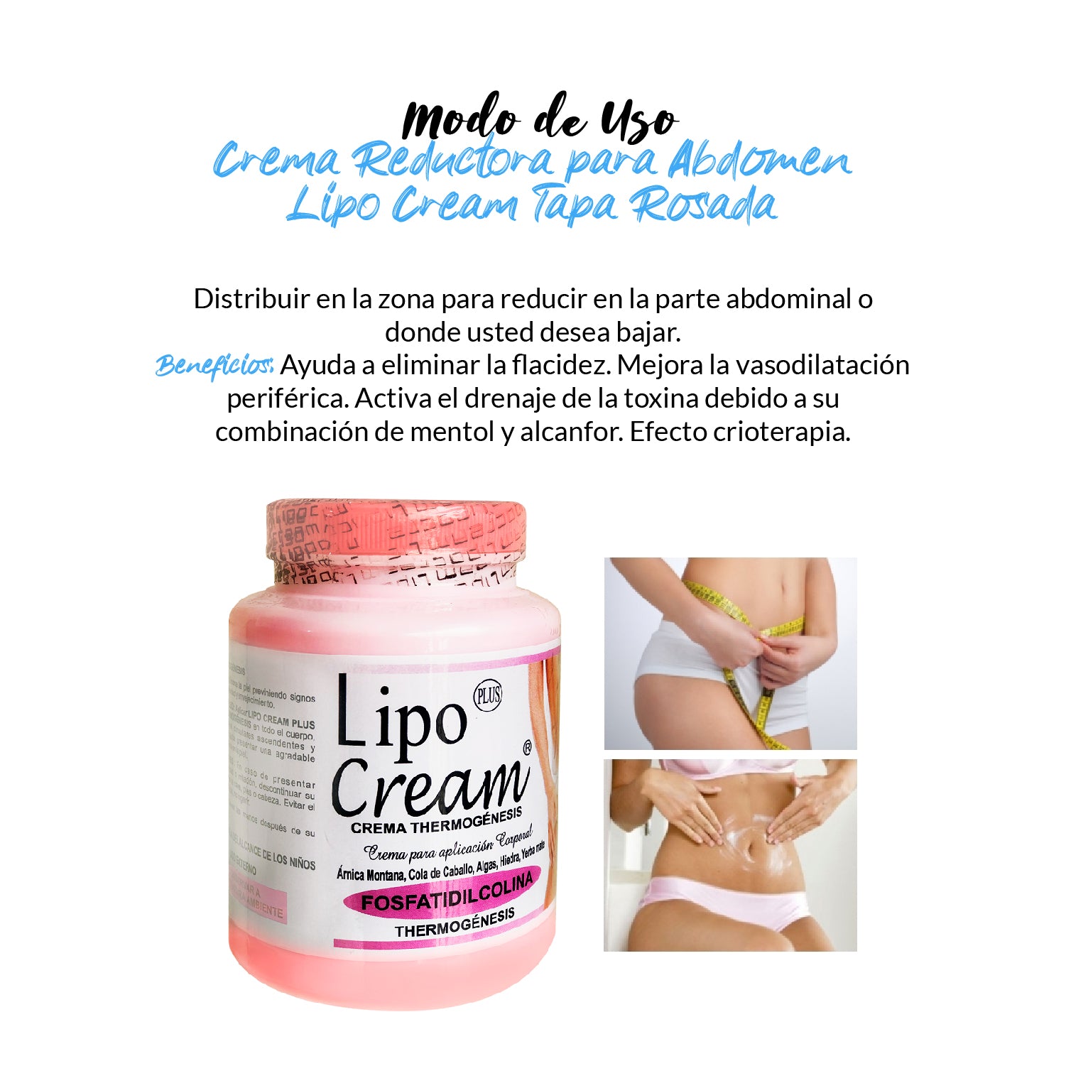 Crema Reductora para Abdomen Lipo Cream Tapa Rosada