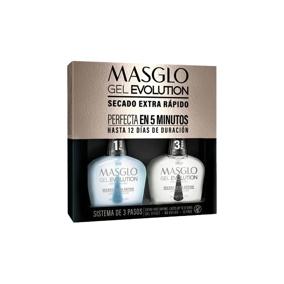 MASGLO KIT GEL EVOLUTION SECADO EXTRA RAPIDO 13,5ML