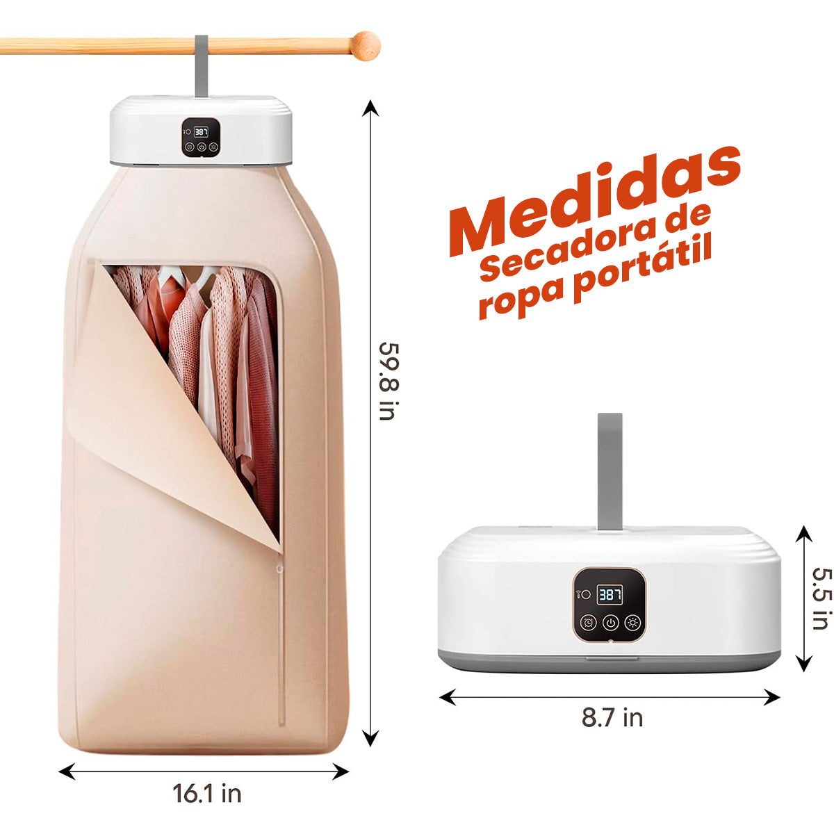 👔SECADOR DE ROPA PORTÁTIL CON ROPERO👗